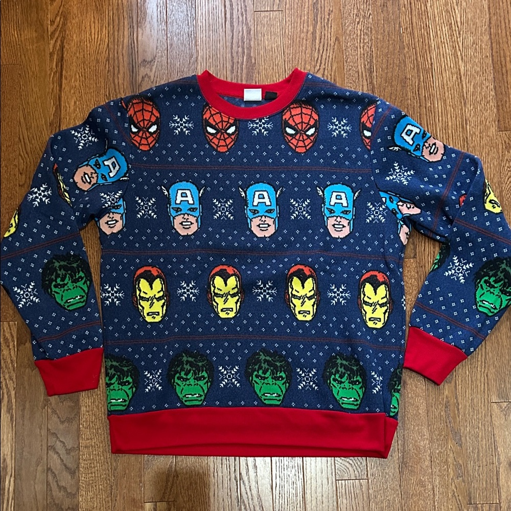 Marvel Men's Navy Superhero Crewneck Sweater